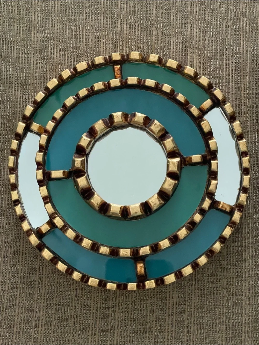 NEW Westelm Peruvian Small 6.5” Dia Wall Decor Wooden Mirror